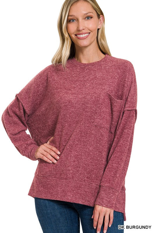 Brushed Melange Drop Shoulder Oversized Sweater