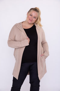 Plus Longline Hooded Cardigan with Pockets