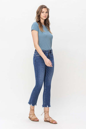 High Rise Crop Slim Straight Jeans