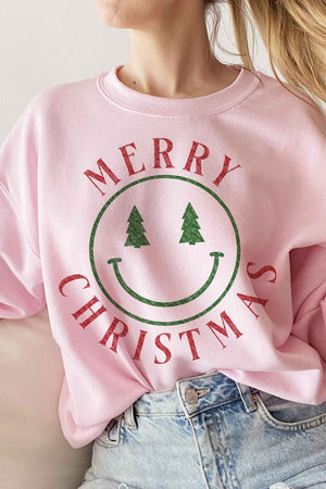 MERRY CHRISTMAS SMILES GRAPHIC SWEATSHIRT