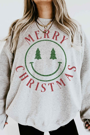 MERRY CHRISTMAS SMILES GRAPHIC SWEATSHIRT