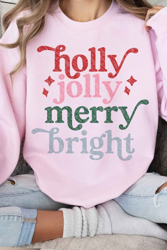 HOLLY JOLLY MERRY CHRISTMAS GRAPHIC SWEATSHIRT