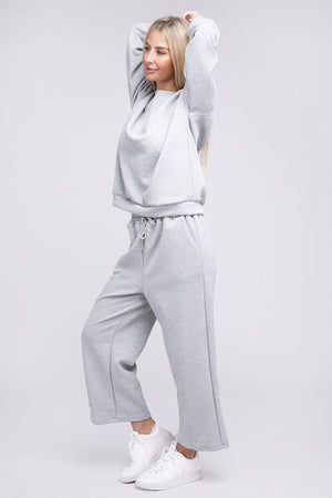 Textured Fabric Top and Pants Casual Set