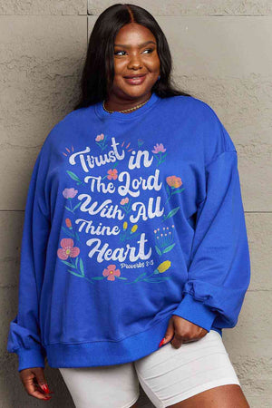 Simply Love Full Size Flower Slogan Graphic Sweatshirt