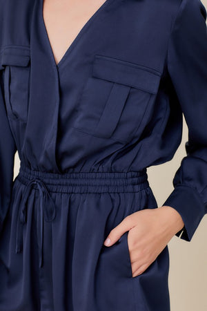 Silky Navy Pocket Romper