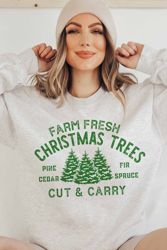 FARM FRESH CHRISTMAS TREES GRAPHIC SWEATSHIRT