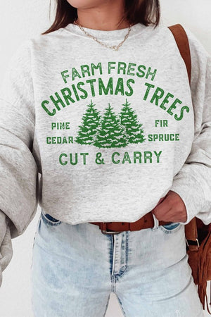 FARM FRESH CHRISTMAS TREES SWEATSHIRT PLUS SIZE