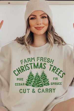 FARM FRESH CHRISTMAS TREES SWEATSHIRT PLUS SIZE