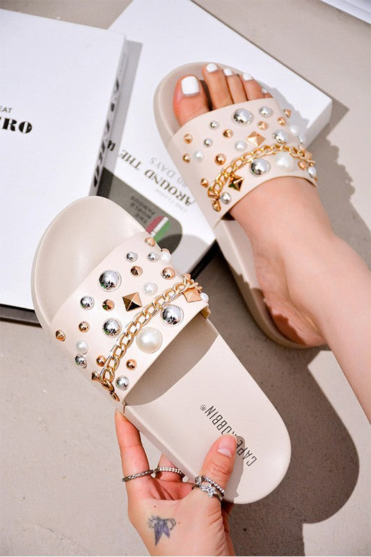 Nudeli Jeweled Slides