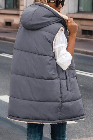 Zip-Up Longline Hooded Vest