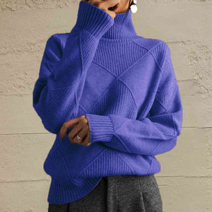 Geometric Turtleneck Long Sleeve Sweater